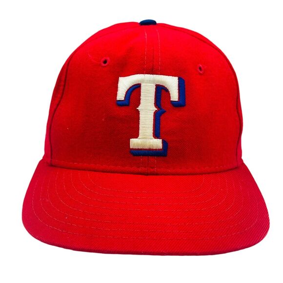 Vintage Texas Rangers New Era 5950 Fitted Hat Pro Model 100% Wool Size 6 7/8 USA - Picture 1 of 6